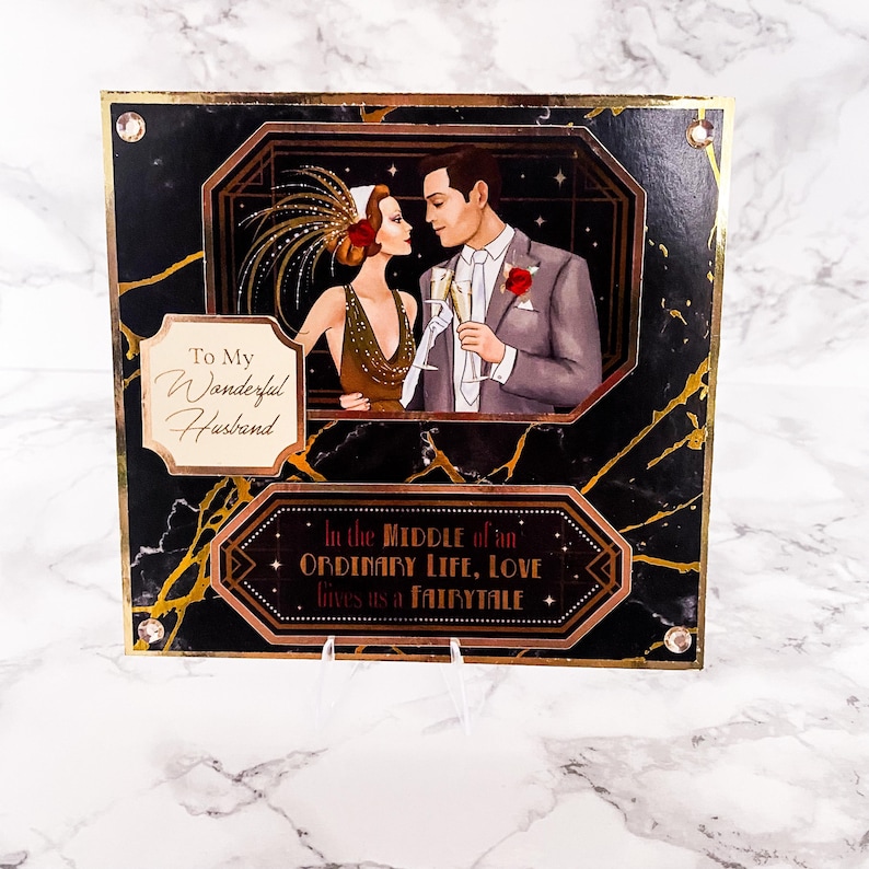 Art Deco Couple Card | Handmade Wedding | Anniversary | Engagement ...