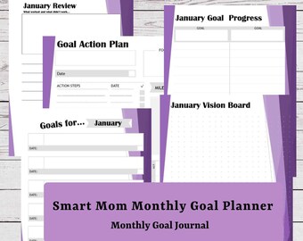 Printable Monthly Goal Planner, Goal Journal, Productivity Planner, Time management, Success Planner, Printable Planner pages