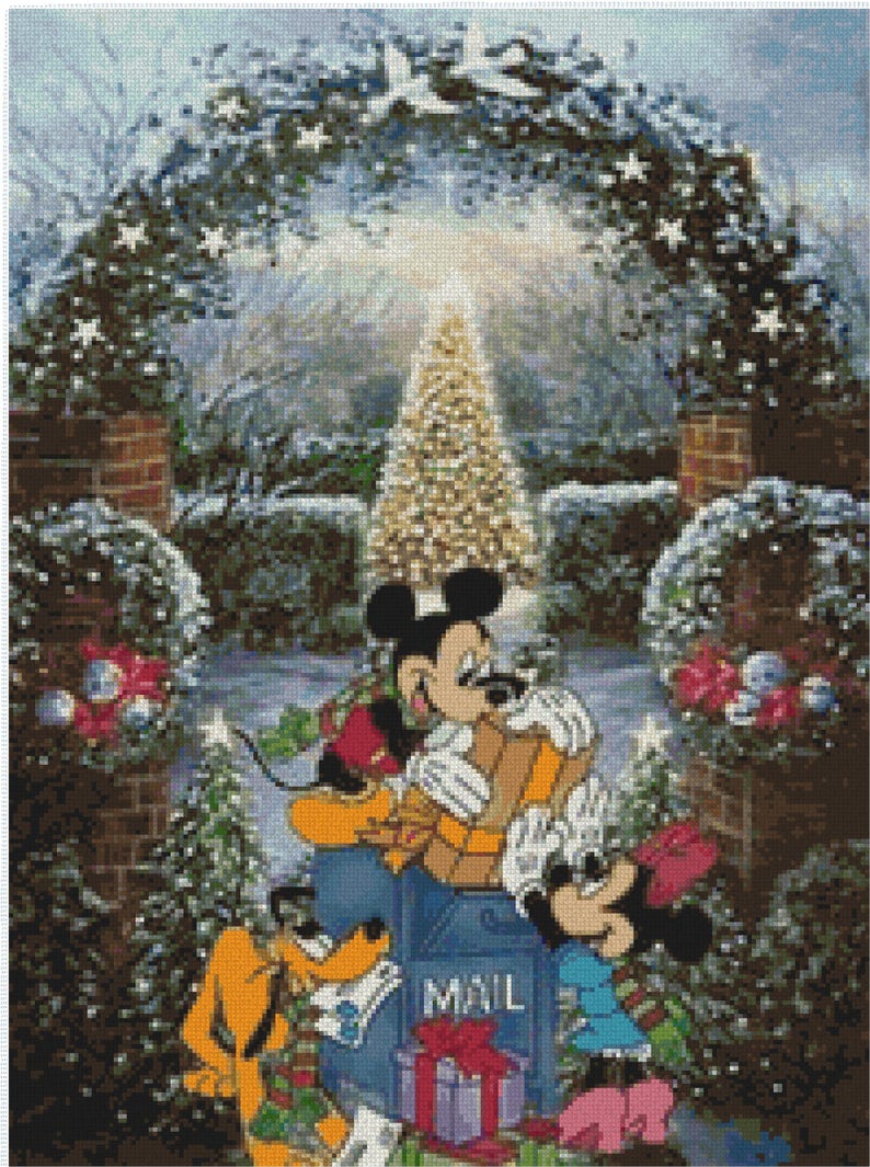 Christmas cross stitch Disney cross stitch Mickey Mouse Etsy