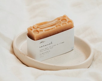 Savon Caramel | Pain de savon artisanal Naturel Pour peau sensible - Savon fait main au caramel - Savon au miel - Miel cru biologique