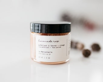 Exfoliant naturel pour lèvres et visage - Exfoliant à la limonade rose fait à la main - Exfoliant pour les lèvres au miel - cadeau femme 25