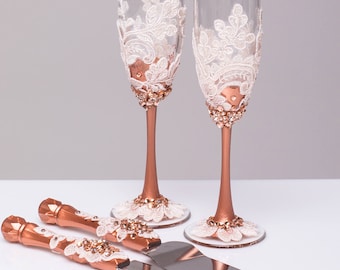 wedding glasses rose gold