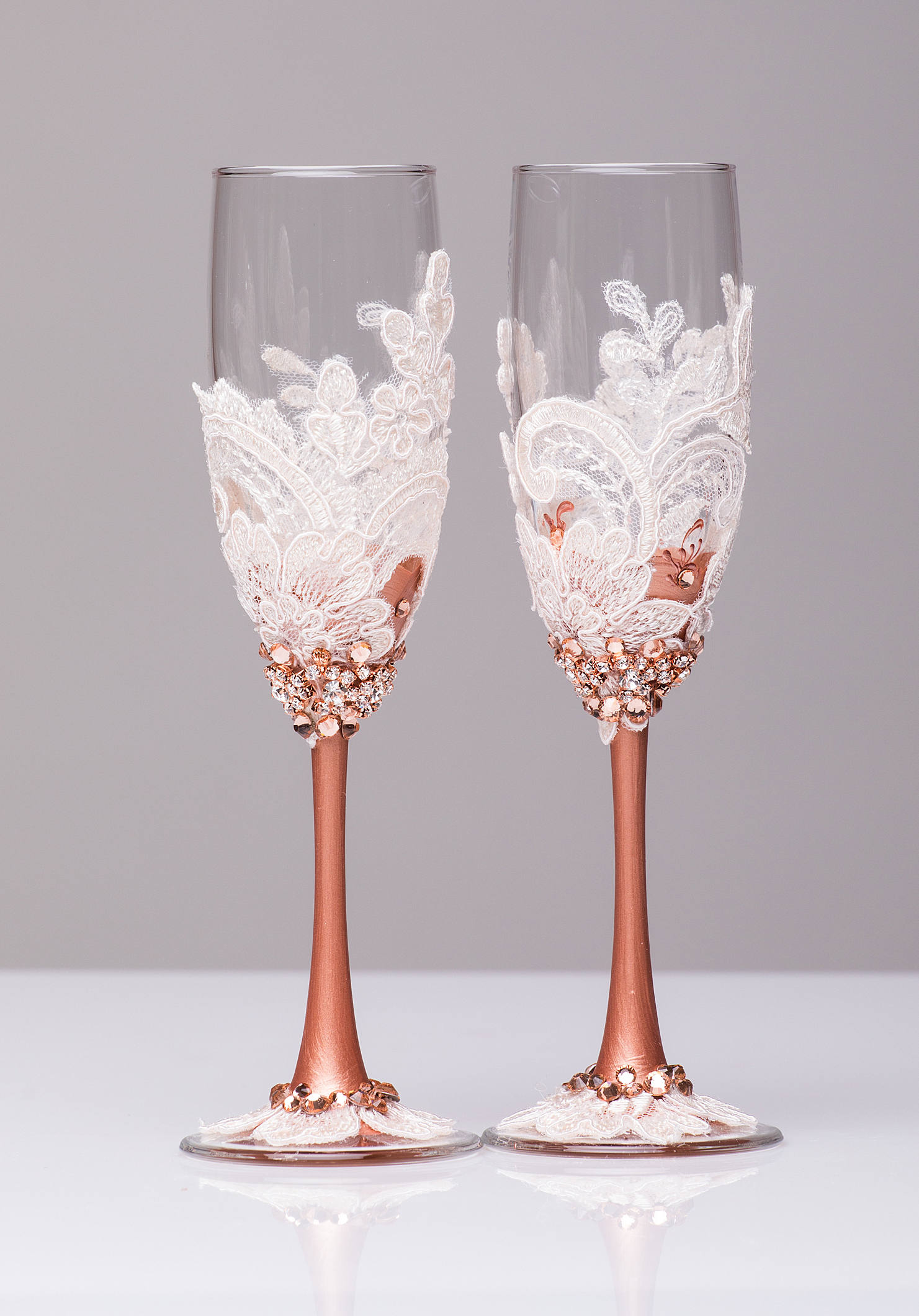 Wedding glasses set for bride and groom rose gold champagne Etsy
