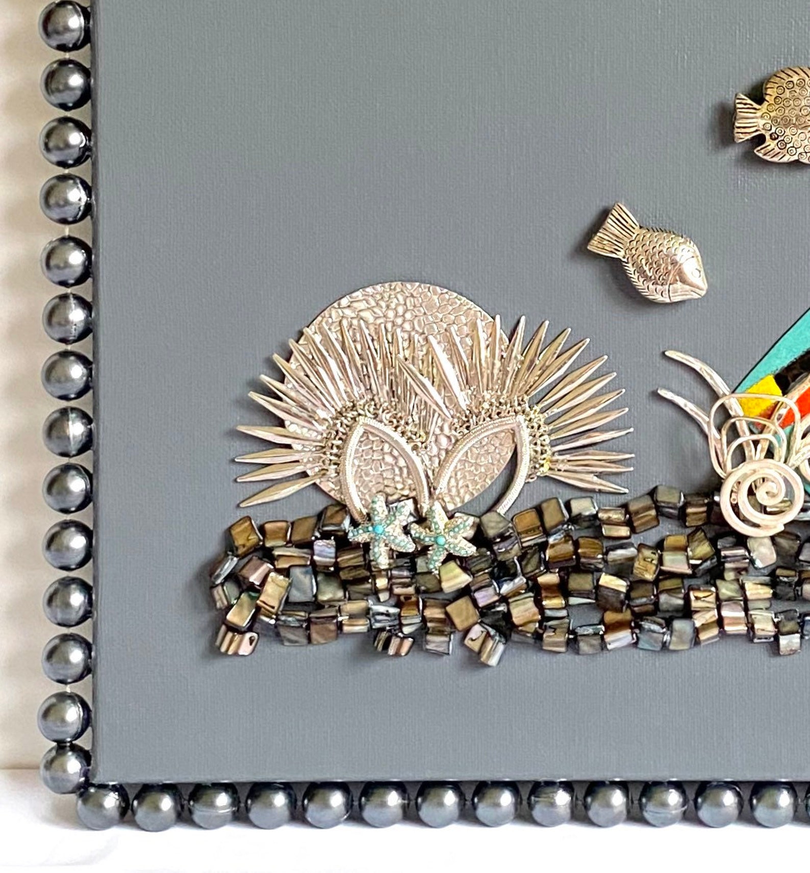 Jewelry Art Frame Jewelry Art On Canvas Repurposed Jewelry Etsy