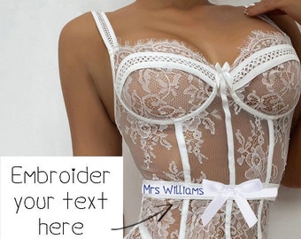 Personalised Bridal Underwear - Add Your Own Text - Bride Lingerie Set - Custom Thong - Bridal Underwear - Personalised Wedding Lingerie