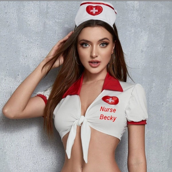 Gift for her - Sexy Nurse Outfit - Add your name - Personalised Nurse Costume - Stripper Lingerie -Custom Sexy Nurse Outfit - Gift for her)