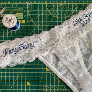 Personalised Gift Bride Thong with two sides of text - Bridal Lingerie - Bride Underwear -Custom Thong - Bridal Lingerie Gift - Hen Do Gift