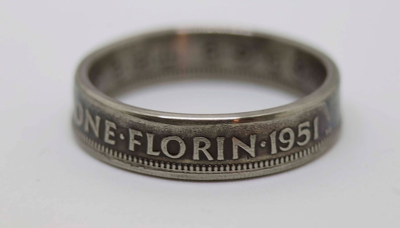 New Zealand Florin 1951 Coin Ring image 2