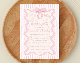 Slumber Party Birthday Invitation | Sleepover Birthday Party Invite | Girls Pajama Bday Party | Digital Template (editable)