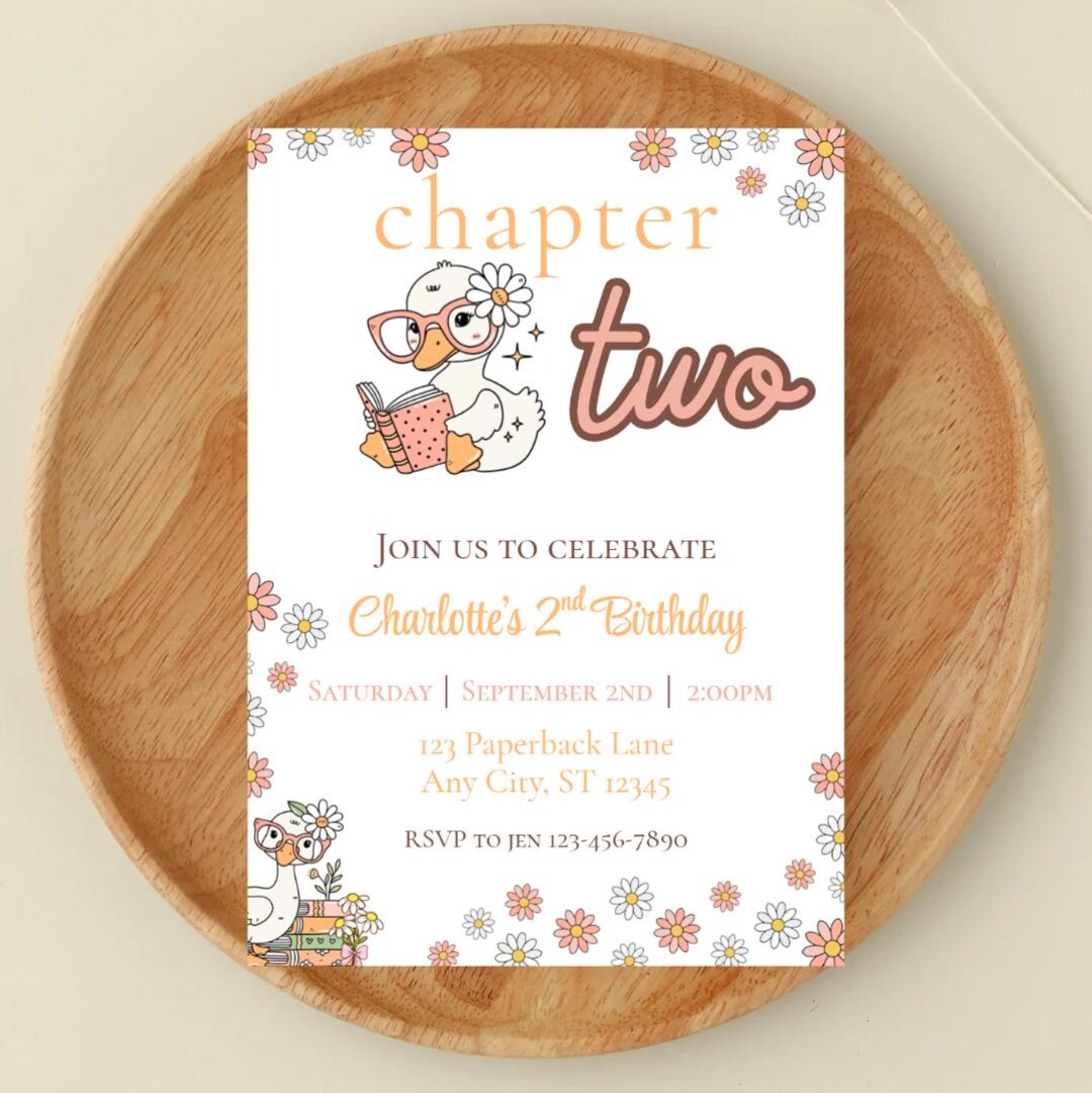 Chapter Two Birthday Invitation | Book-ish Party | Book Theme | 2nd ...