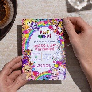 Rainbow Tiger Lisa Inspired 80's/90's/00's 2nd Birthday Invitation | Neon Animal Print Invite | Digital Template (editable) image 8