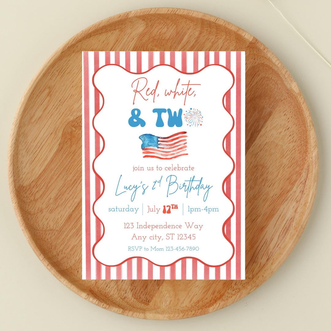 Red White and Two Birthday Invitation | 2nd Birthday | Summer Party ...