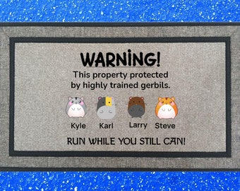 Warning Gerbils - funny door mat - heavy