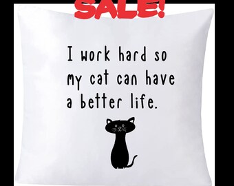 Funny soft throw pillow - 15" x 15" - cat lover - dog lover