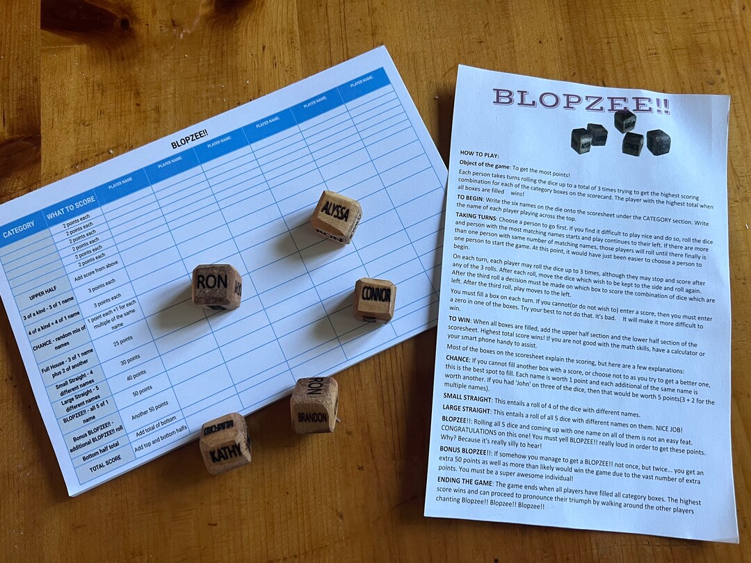 Blopzee Personalized Wooden Yahtzee Game Etsy