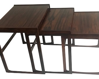Kurt Ostervig for Jason Mobler Rosewood Nesting Tables with Sewing Basket
