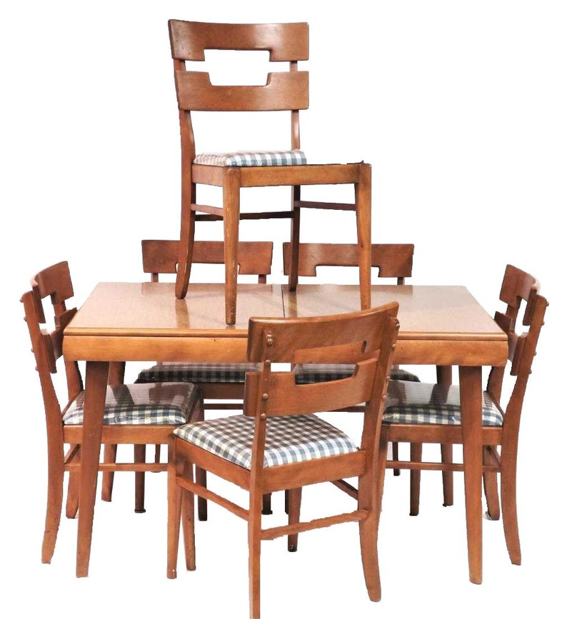 Mid Century Dining Table Set By Heywood Wakefield A Set Of Seven