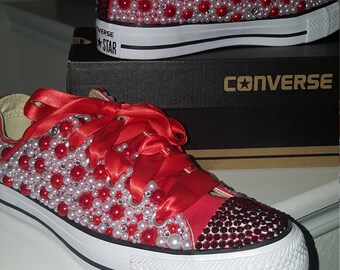 red bedazzled converse