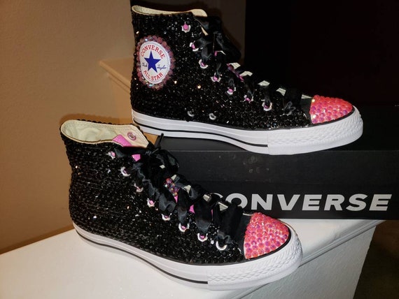 converse noir strass