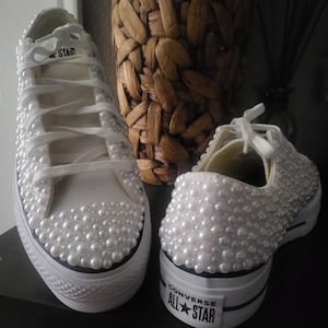 Custom White Platform Pearl Converse