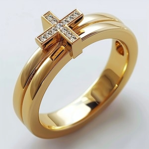 Designer 18K gold cross ring with gemstones black diamond cross onyx cross ruby cross luxury handmade goldsmith bespoke fine jewelry image 4