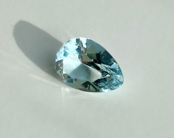 Aquamarine 14x10 mm 4.85 ct classic pear shape diamond cut handmade cut Aquamarine pear aquamarine loose Custom jewelry gemstone 3D design