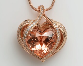 Designer 18k gold heart pendant necklace imperial topaz diamonds luxury jewelry goldsmith bespoke fine high jewelry