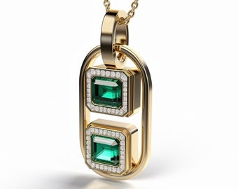 Designer 18k gold emerald pendant necklace aquamarine sapphire luxury handmade jewelry goldsmith bespoke custom fine high jewelry