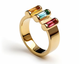 Designer capsule 18K gold multicolored gold ring with gemstones ruby topaz sapphire spinel luxury ring goldsmith bespoke fine jewelry