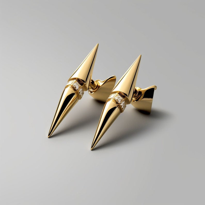 Designer 18k gold earrings with tourmaline diamonds art deco contemporary studs luxury jewelry goldsmith bespoke fine high jewelry image 2