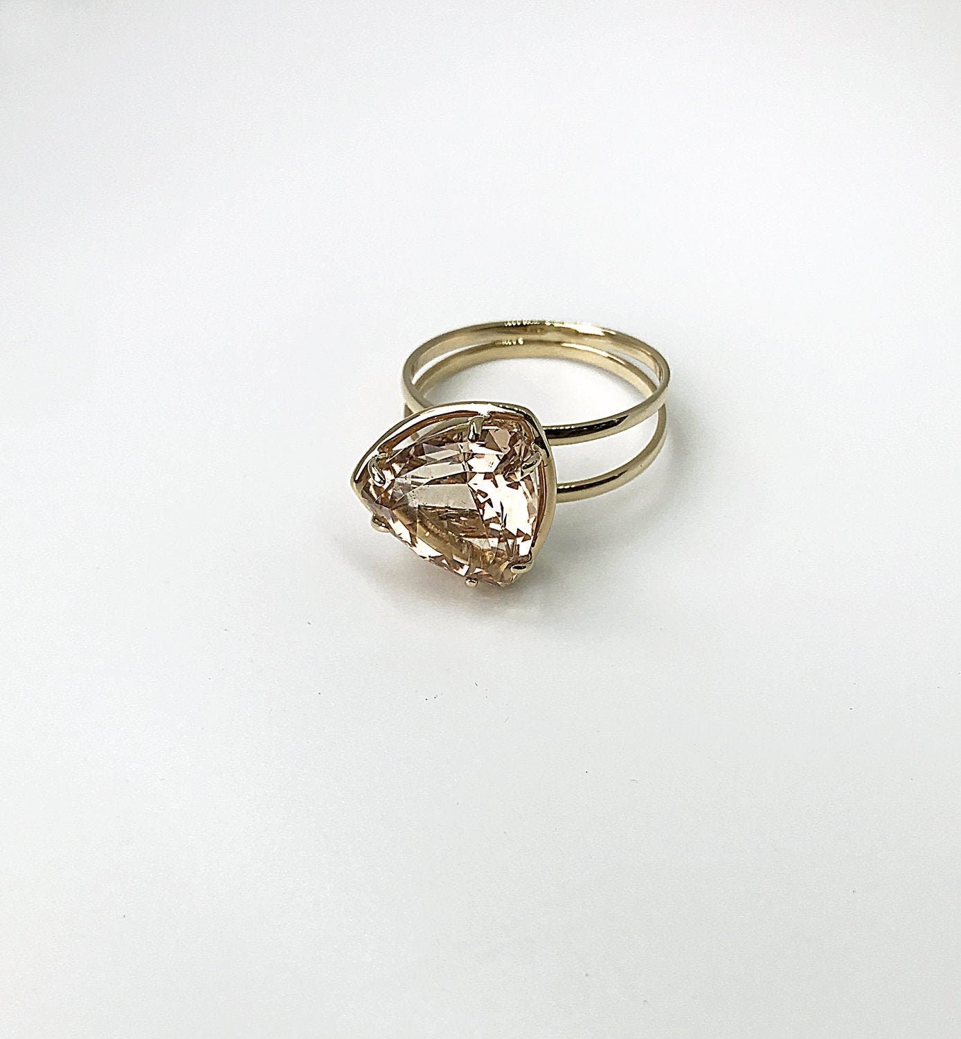 Joyería Anillos Solitarios Vintage oro sólido de 10ct 'Trillion Cut' azul topacio solitario anillo de piedra preciosa 