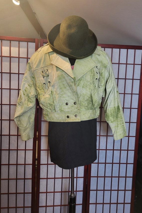 GREEN  Vintage Leather Jacket Size M