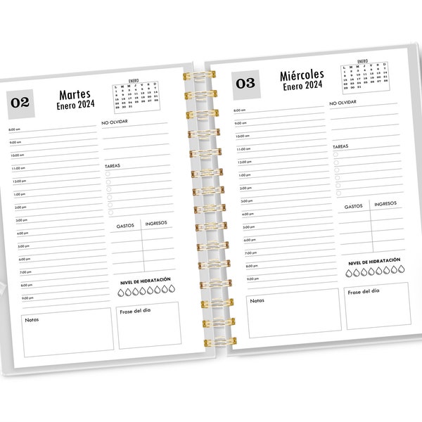 Daily Agenda With Neutral Basic Hours PDF 2024 Half Letter