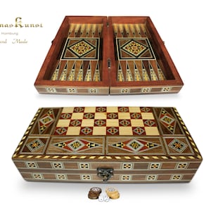 Holz Backgammon Brett/Schachkassette,Schachspiel,aus Mosaik Holz BC310 S
