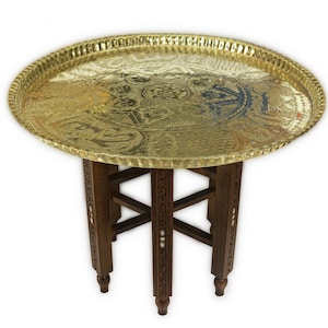 Tablett,Orientalisch Beistelltisch (separat erhältlich), Holz Tisch, Tabletts aus Messing ,Kupfer Teetisch Damaskunst aus Hamburg