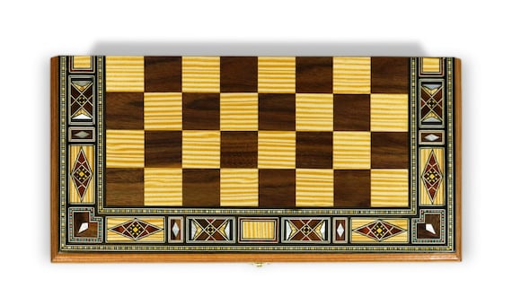 Neu Holz Backgammon/Schach,Dama,Brett Damaskunst,30 Holz  Backgammon Steine inkl 