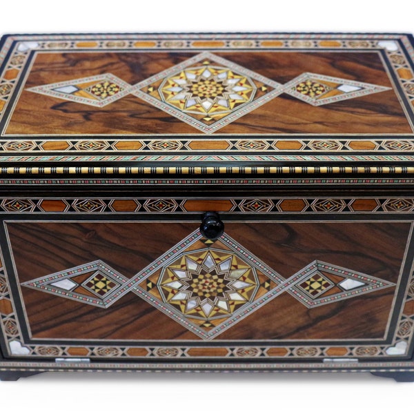 Kostbar, Orientalischer Schmuckkasten, Box, Behälter aus Holz zum Aufbewahren und Sammeln,Damaskunst  K 6-44