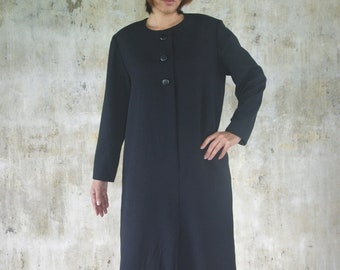 Abrigo de lana vintage Pierre Cardin: abrigo negro parisino, talla S/M