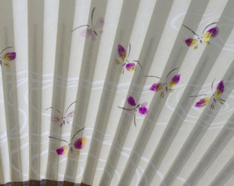 butterfly Hand fan,fan,fan paper,fan japan,fish,bamboo and paper,vintage fan,vintage fan japan,Vintage Japanese Sensu,Folding Fan,Kimono
