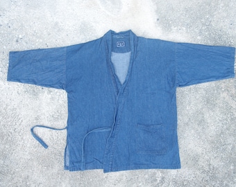 Vintage Indigo Japanese Cotton Jacket: Samurai Kimono Style (M-L)