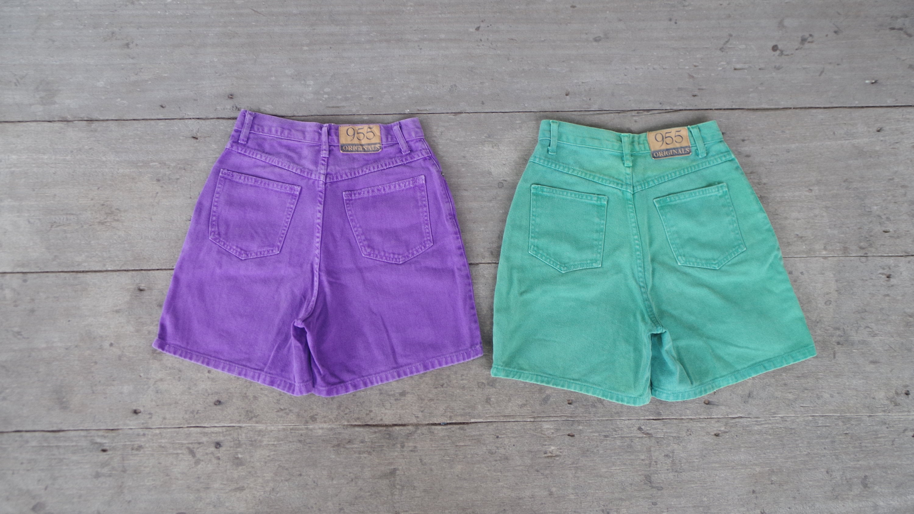 Vintage 955 Originals Denim Shorts Set: Green & Purple, W25 - Etsy