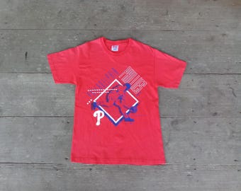 Philadelphia Phillies T-shirt vintage 1994: Hanes katoen met enkele steek, maat M