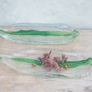 Set of 2 serving sweets,Sushi Plate Japanese,Sushi Dish,Japanese glass tray,Small Plate,Tray,Green,Japanese crafts