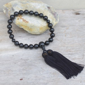 Tiger eye black stone Japanese Buddhist mala juzu seed prayer beads Buddhist mala prayer beads vintage Japanese juzu mala beads  mala hand
