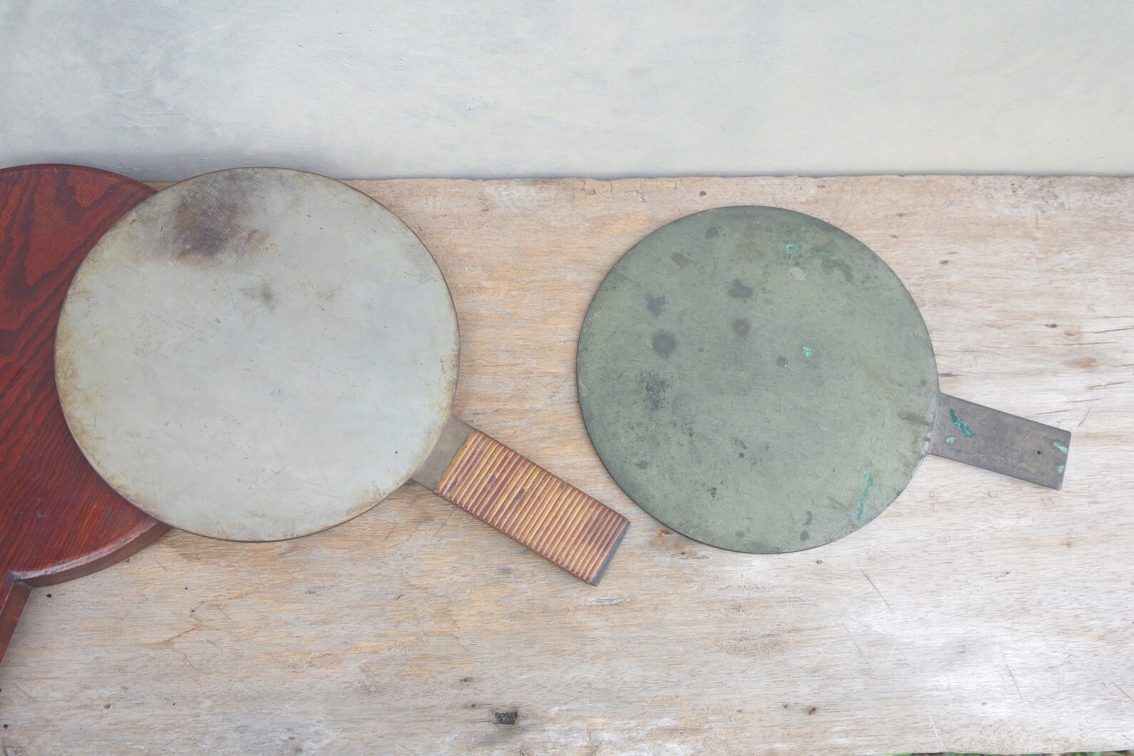 Antique Bronze Hand Mirror 2 Pcs vintage Japanesehand Etsy