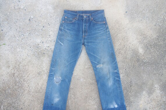 vintage levis 501 Blue Jeans W27 W28,levis ripped,