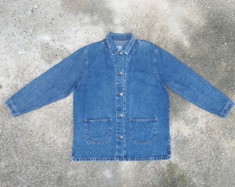 Vintage French Denim Workwear Jacket - Size 14