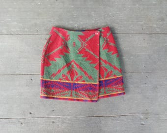 ラルフローレン カントリー 1990 チェック柄ウール ラップスカート