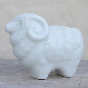 Japanese Ceramic Sheep Figurine: White Animal Decor