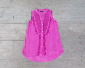 Vintage Embroidered Boho Vest: Floral India Vest Size S-M